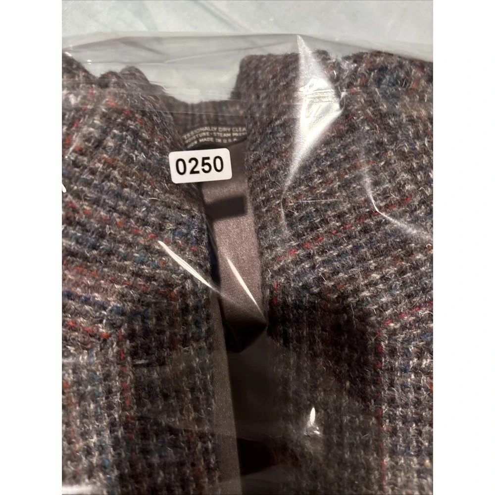 Harris Tweed Mens Wool Blazer Sport Coat Grey Brown Check USA Made 2 Button